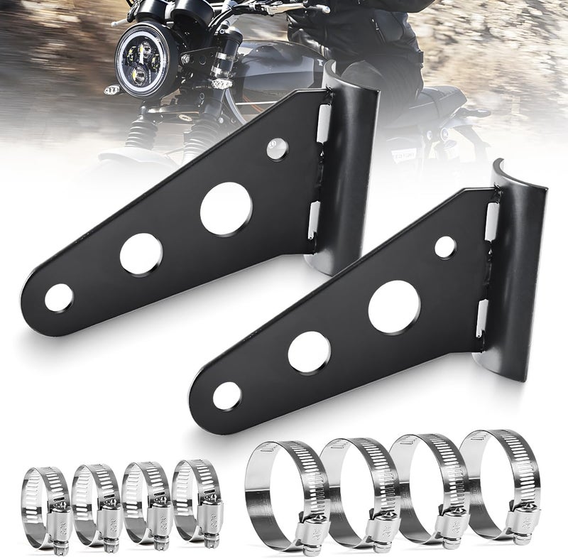 LEDOPPO Motorcycle Headlight Brackets With Clamps Fit Cafe Racer,Chopper,Bobber,Street Tracker,Scrambler Motorcycle with 27mm to 70mm O.D. Fork,7",5.75",5-3/4" Side Fork Mount Headlight Bracket - Image 1